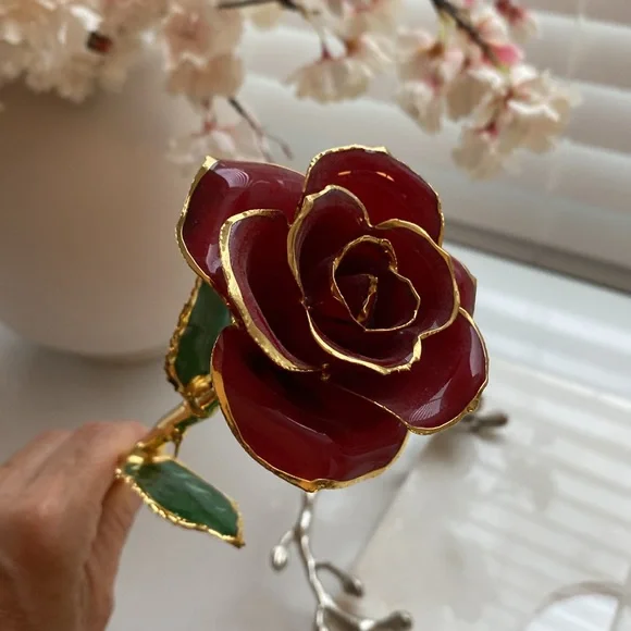 Gorgeous Steven Singer  24 Karen Gold dipped Roses🌹set of 3 Certified Real Gold🥀 - Picture 7 of 13